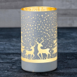 Lampion srebrny szklany NOTTE - LED śnieg    3