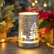 Lampion srebrny szklany NOTTE - LED śnieg 2