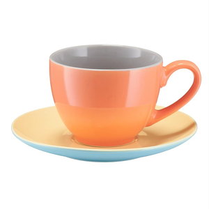 Filiżanka ze spodkiem porcelanowa 220 ml  BORNEO grey-orange-yellow-blue