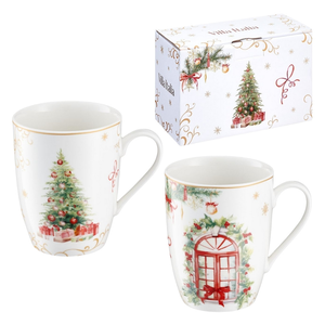 Kubki świąteczne zestaw 2 sztuki porcelanowe CHRISTMAS TREE