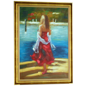 Obraz Kobieta w czerwonej sukni 50 x 70 cm