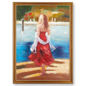 Obraz na płótnie Kobieta w czerwonej sukni 50 x 70 cm