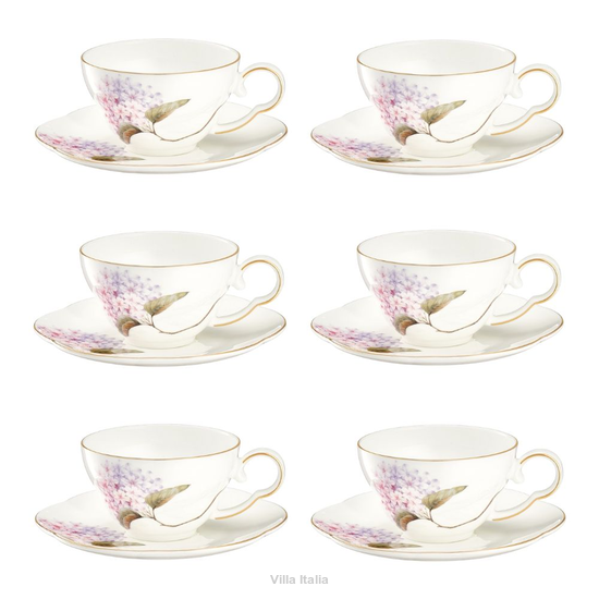 zestaw filiżanek porcelanowych ręcznie zdobionych złotem Villa Italia