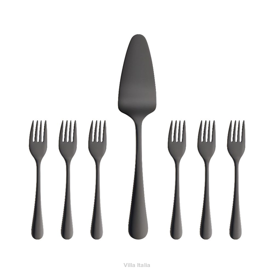 Komplet czarnych sztućców do ciasta