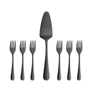 Zestaw widelczyków do ciasta z łopatką dla 6 osób SLIM BLACK