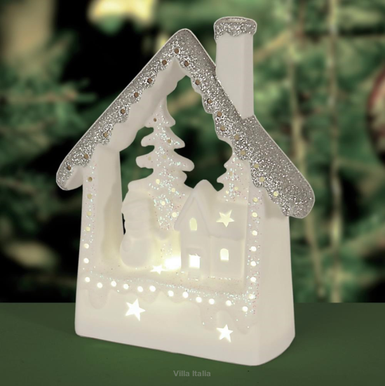Lampion porcelanowy CHRISTMAS - LED Domek