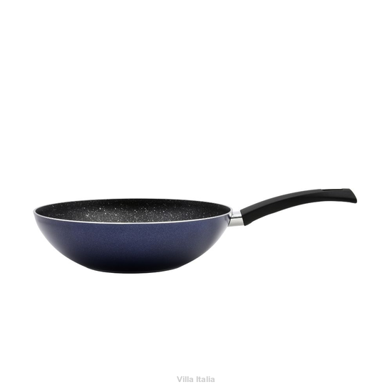 Granatowy wok z powłoką ceramiczną