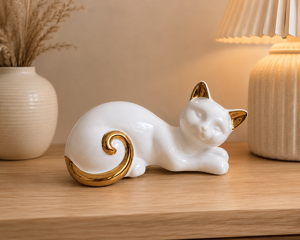 Figurka porcelanowa leżący kot UNICO 12