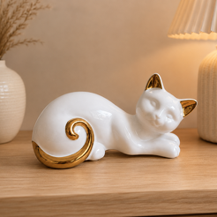 Figurka porcelanowa leżący kot UNICO 12