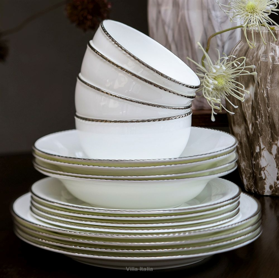 Serwis obiadowo kawowy porcelanowy na 6 osób FLORIAN