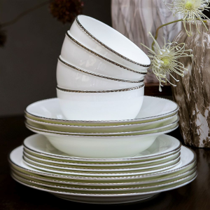 Serwis obiadowo kawowy porcelanowy na 6 osób FLORIAN 