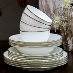 Serwis obiadowo kawowy porcelanowy na 6 osób FLORIAN