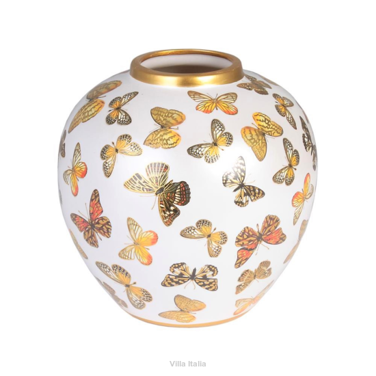 Wazon porcelanowy malowany złotem MARIPOSA 21 cm