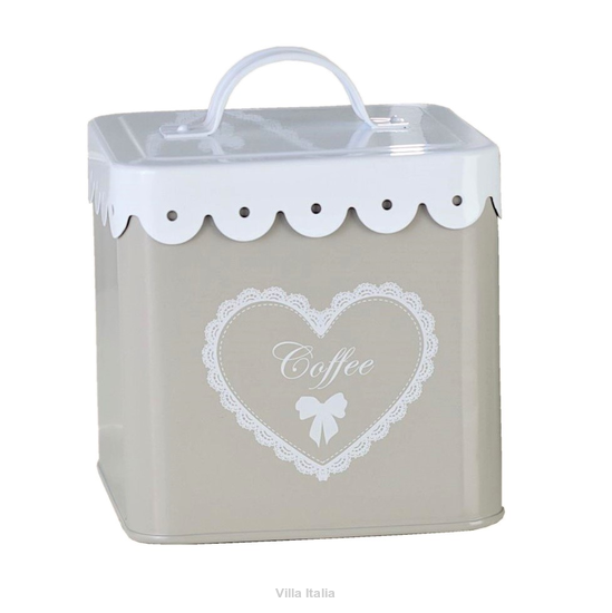 Pojemnik na kawę metalowy kwadratowy wysokość 14 cm LACE