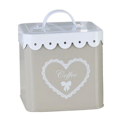 Pojemnik puszka na kawę metalowy kwadratowy wysokość 14 cm LACE