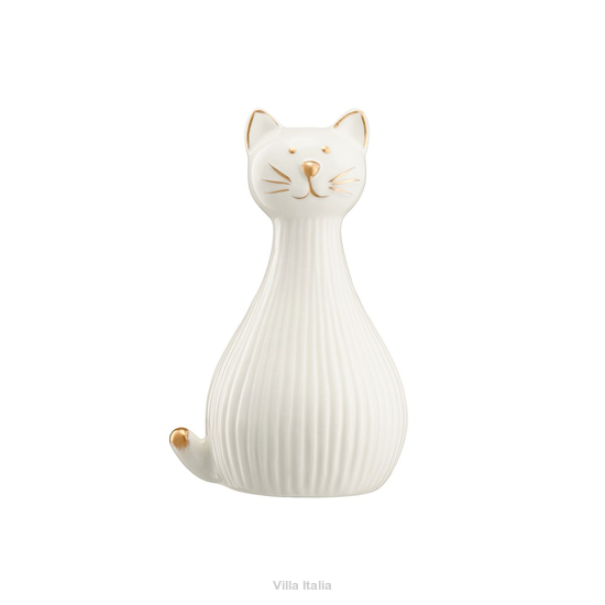 figurka porcelanowa - kotek biało złoty