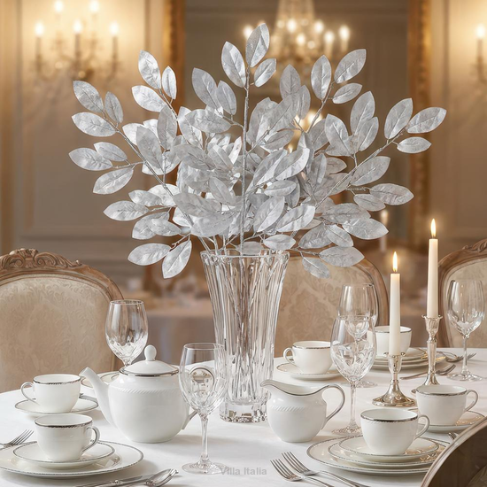 Gałązka sztuczna srebrne liście 74 cm