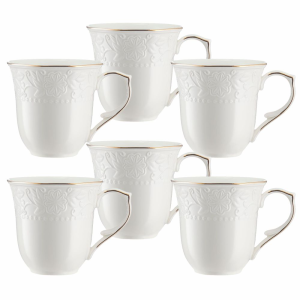 Zestaw kubków porcelanowych 300 ml 6 sztuk FOX ze złotem
