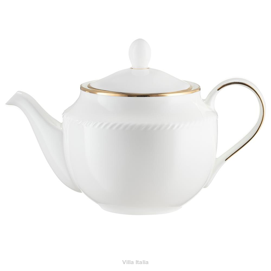 dzbanek do herbaty z porcelany kostnej dekorowany złotem