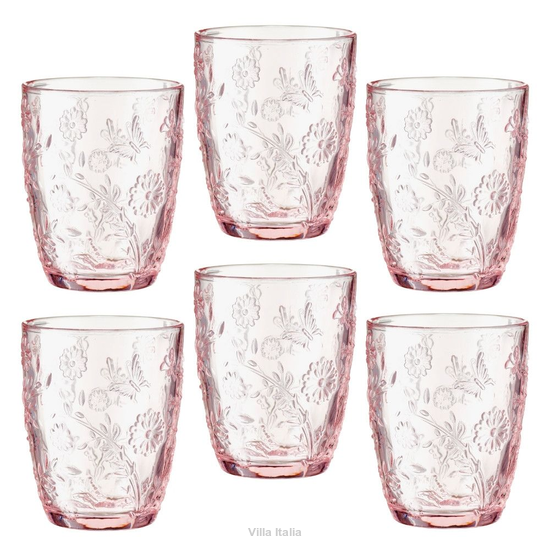 Szklanki z grubego szkła z tłoczonym wzorem