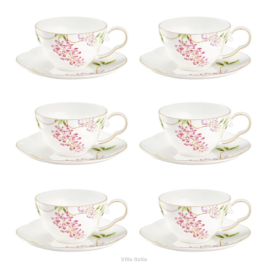 elegancki zestaw filiżanek do herbaty z porcelany