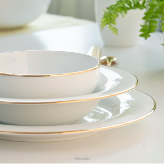 Serwis obiadowo kawowy na 6 osób porcelanowy PLUS GOLD