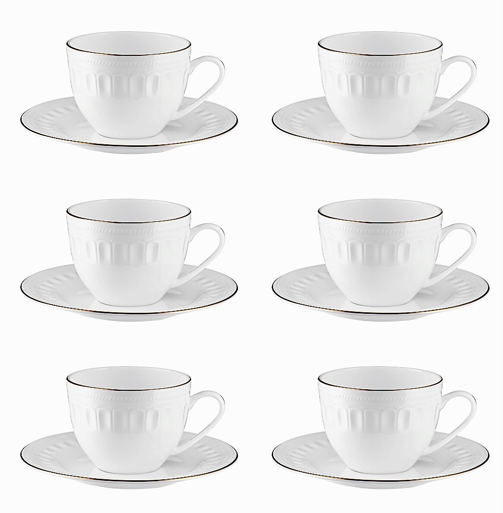 Zestaw filiżanek porcelanowych 250 ml 6 sztuk MESYNA GOLD