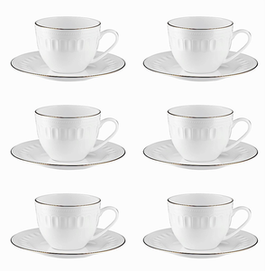 Komplet filiżanek porcelanowych 250 ml 6 sztuk MESYNA GOLD