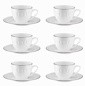 Zestaw filiżanek porcelanowych 250 ml 6 sztuk MESYNA GOLD