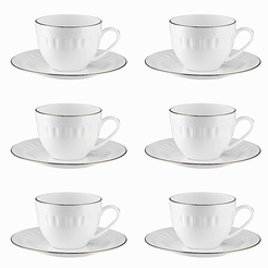 Komplet filiżanek porcelanowych 250 ml 6 sztuk MESYNA GOLD