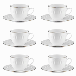 Zestaw filiżanek porcelanowych 250 ml 6 sztuk MESYNA GOLD