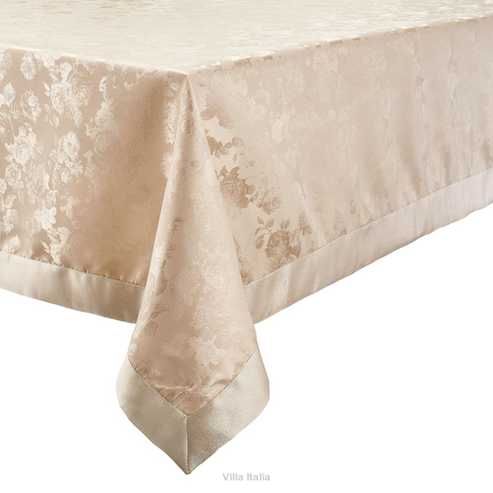 Obrus beżowy 140 x 240 cm żakardowy DORIS