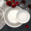 talerze obiadowe z porcelany ze srebrną dekoracją