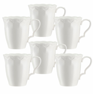 Zestaw kubków porcelanowych 280 ml 6 sztuk RIVET biały