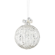 Bombka srebrna z koralikami 8 cm 1