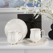 Zestaw prezentowy dla dwojga: kubki porcelanowe z talerzykami