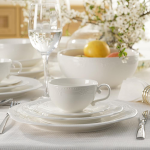 Serwis obiadowo kawowy porcelanowy na 6 osób WHITE PRINCESS