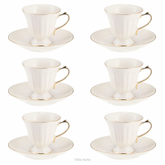 Komplet filiżanek porcelanowych 180 ml 6 sztuk CLARA Gold Ivory