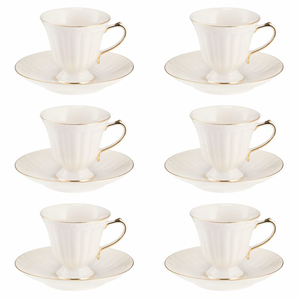 Komplet filiżanek porcelanowych 180 ml 6 sztuk CLARA Gold Ivory