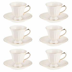 Komplet filiżanek porcelanowych 180 ml 6 sztuk CLARA Gold Ivory