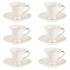 Komplet filiżanek porcelanowych 180 ml 6 sztuk CLARA Gold Ivory