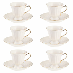 Komplet filiżanek porcelanowych 180 ml 6 sztuk CLARA Gold Ivory