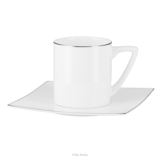Filiżanka do kawy lub herbaty porcelanowa 200 ml ze spodkiem MIAMI Platin 
