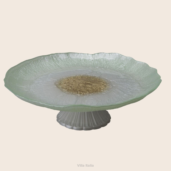 Patera szklana  do ciasta zielona miętowa 33 cm  MOLLY mint 