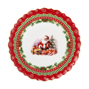 Talerz do ciasta świąteczny 33 cm porcelanowy SANTA CLAUS