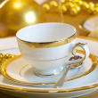 Filiżanka do kawy herbaty porcelanowa 220 ml ze spodkiem LATINA GOLD 1