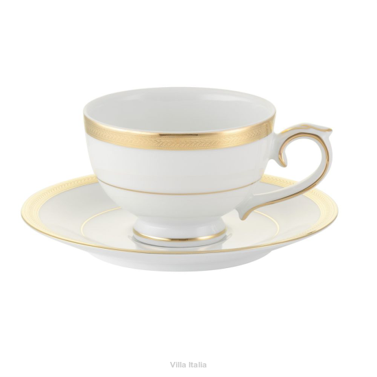 Filiżanka do kawy herbaty porcelanowa 220 ml ze spodkiem LATINA GOLD