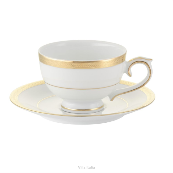 Filiżanka do kawy herbaty porcelanowa 220 ml ze spodkiem LATINA GOLD