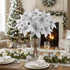 Gałązka świąteczna gwiazda betlejemska biała 45 cm