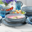 Zestaw talerzy niebieskich reactive glaze